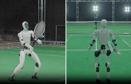 Robot chino manufacturado por unitree aprendiendo a jugar tenis en vivo, imitando las jugadas de jugadores reales.