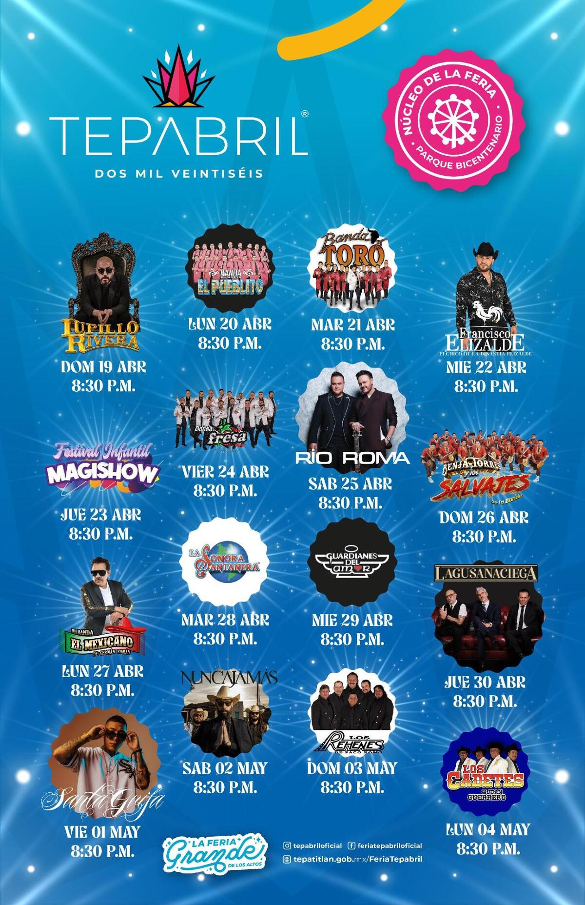 Descubre cuánto cuesta la entrada a la Feria Tepabril 2026. Conoce los precios para niños y adultos, y la lista de conciertos gratis en el Núcleo de la Feria.