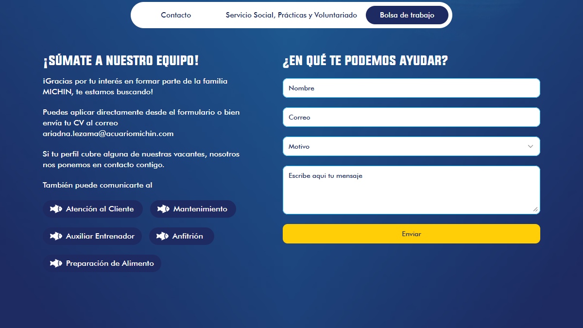 Página oficial para recibir las postulaciones de Acuario Michin