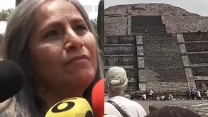 Hombre disparando en Teotihuacán.