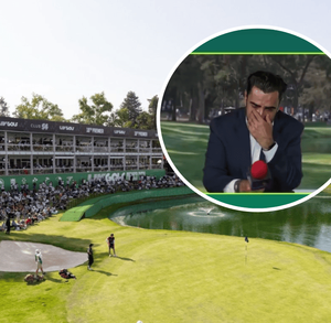 Comentarista deportivo llora tras ver a su hija tomando fotos en el evento deportivo de Liv Golf Mexico City 2026.