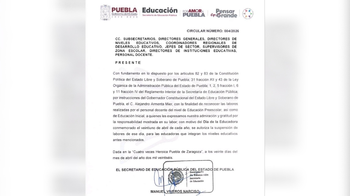 comunicado de la sep sobre suspensión de clases en puebla