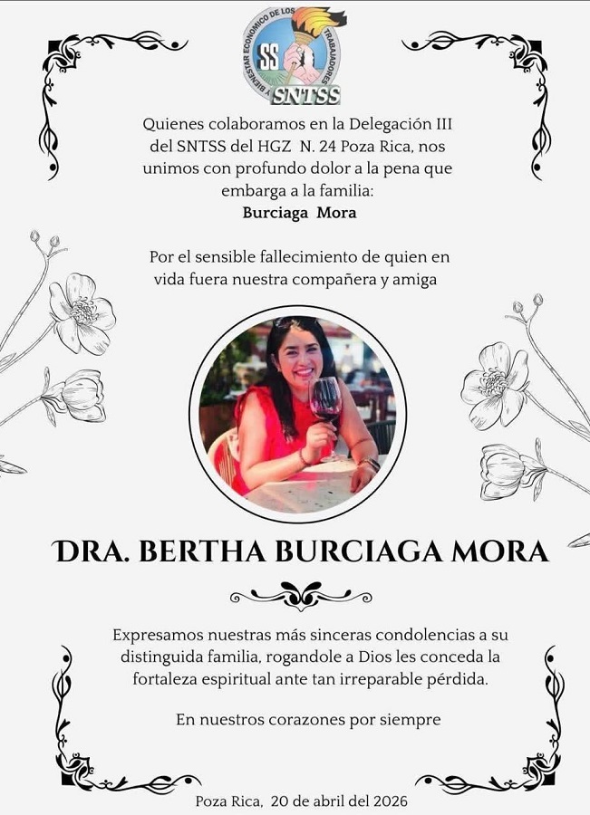 Esquela de una mujer fallecida en Veracruz.