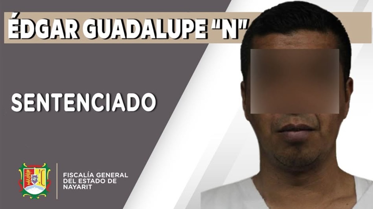 Ficha de sentencia con la foto de Edgar Guadalupe N con los ojos censurados por un recuadro borroso
