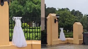 Vestido de novia abandonado en iglesia en Monterrey.