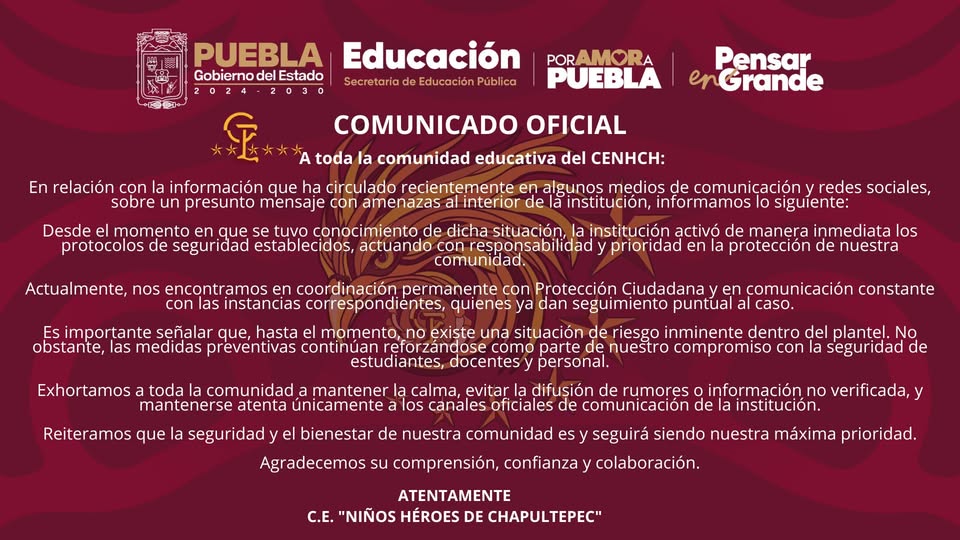 Noticias sobre el comunicado de tiroteo en el CENHCH