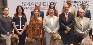 el presidente municipal de puebla pepe chedraui en la inauguración del smart city puebla 2026