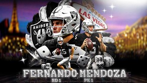 Poster oficial de la presentación de Fernando Mendoza con las Vegas Raiders en su cuenta oficial de X.