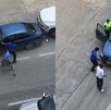 Hombres peleando en Carretera Nacional en Santiago, Nuevo León.