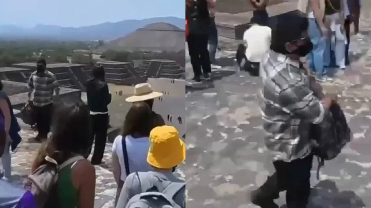 Un nuevo video mostró a Julio César antes del tiroteo en la Pirámide de la Luna, en Teotihuacan.