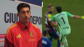 Esteban Andrada disculpandose tras agredir a un jugador.