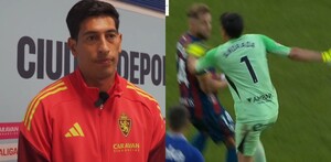 Esteban Andrada disculpandose tras agredir a un jugador.