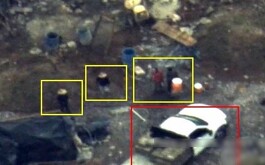 Toma aérea difentes personas en el sitio