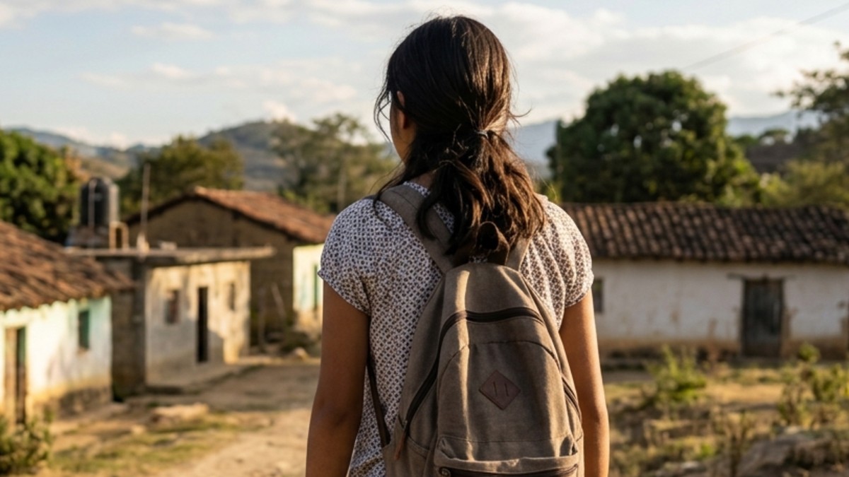 Adolescente de espaldas en una comunidad de Oaxaca