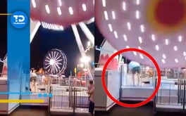 En el video compartido en redes sociales fue grabado por personas que disfrutaban de la feria mientras que observaban el juego mecánico que se movía rápido.