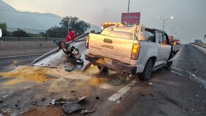 Volcadura en Carretera Nacional en Monterrey.