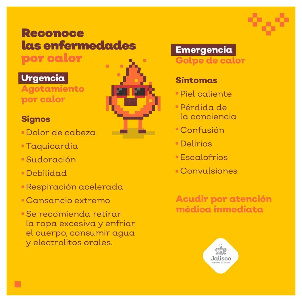 una imagen que contiene información sobre lo qué es el golpe de calor y cómo reconocerlo