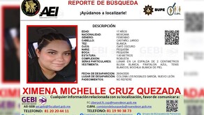 Ximena Michelle Cruz Quezada, mujer desaparecida en Nuevo León.