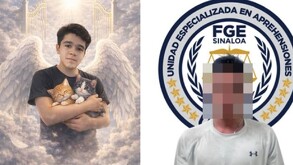 Menor cargando gatitos y hombre con cara censurada