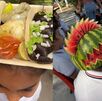 Peinado loco de sandía y peinado loco de tacos.
