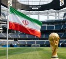 Bandera de la  Selección de Irán y la Copa del Mundo.