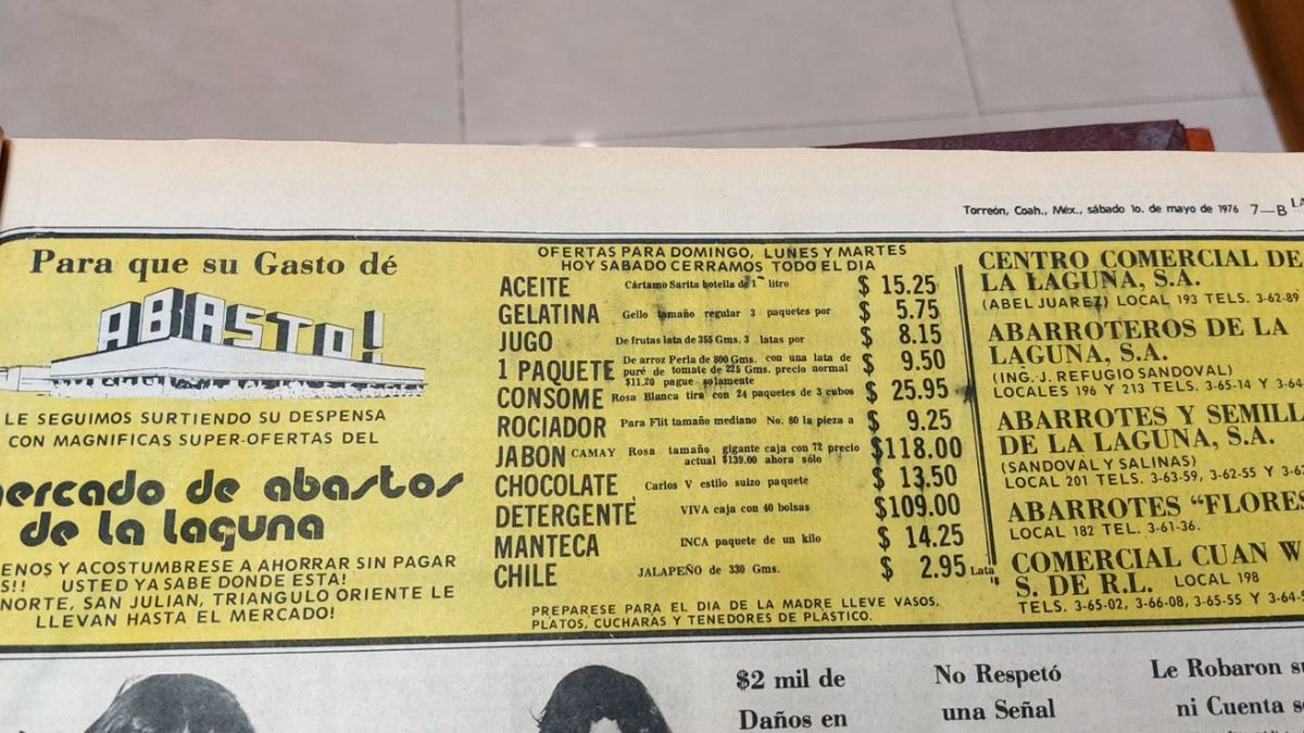 publicidad del mercado de abastos hace 50 años.