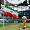 Bandera de la  Selección de Irán y la Copa del Mundo.