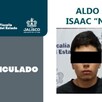 Ficha de vinculación a proceso de la Fiscalía de Jalisco con una foto de Aldo Isaac N con los ojos censurados por un recuadro negro