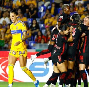 Jugadoras de Toluca festejando el 2-0 ante Tigres en el partido de vuelta de los Cuartos de Final del Clausura 2026.