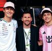 Lionel Messi con Russell y Antonelli, pilotos de Mercedes en Fórmula 1.