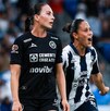 Marcela Restrepo festejando el 1-0 de Rayadas frente a Cruz Azul femenil en el partido de vuelta de los Cuartos de Final.