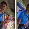 Capturas de un video donde se ve al defensa del Cruz Azul, Jesús Orozco Chiquete discutiendo con un aficionado del Atlas en el Estadio Jalisco
