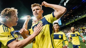 Sam Surridge celebrando un gol con Nashville en la MLS.