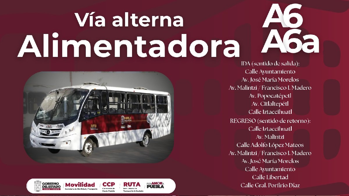 imagen de ajuste de alimentadoras del ruta puebla por el desfile del 5 de mayo 2026