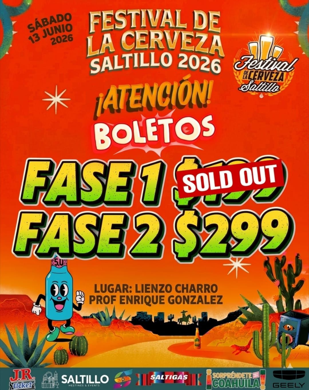Consulta precios y puntos de venta del Festival de la Cerveza Saltillo 2026; fechas, costos y detalles clave.