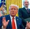 President Donald Trump speaks as he signs executive orders in the Oval Office of the White House