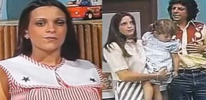 Foto de una producción antigua de Xóchitl Vigil. Del otro lado, una foto de la actriz junto a César Bono y una de sus hijas.