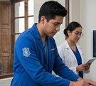 Estudiantes de la Universidad de la Salud monitorean los signos vitales durante una practica