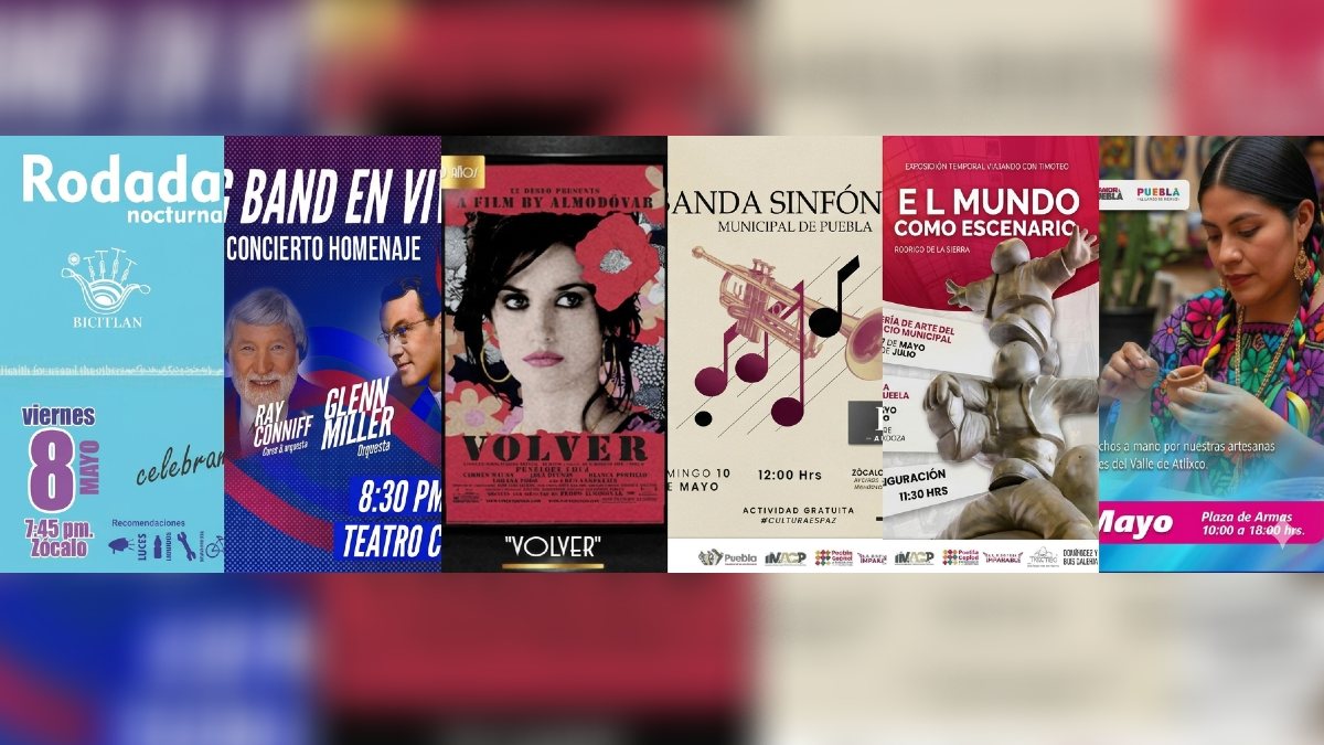 Infografías sobre los detalles de los eventos sociales y culturales en Puebla