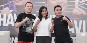 julio césar chavez y el travieso arce pelea con la peleadora de box la bonita sánchez