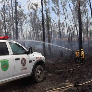 Bomberos trabajando
