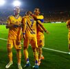 Jugadores de Tigres celebrando el gol ante Nashville en Champions Cup.