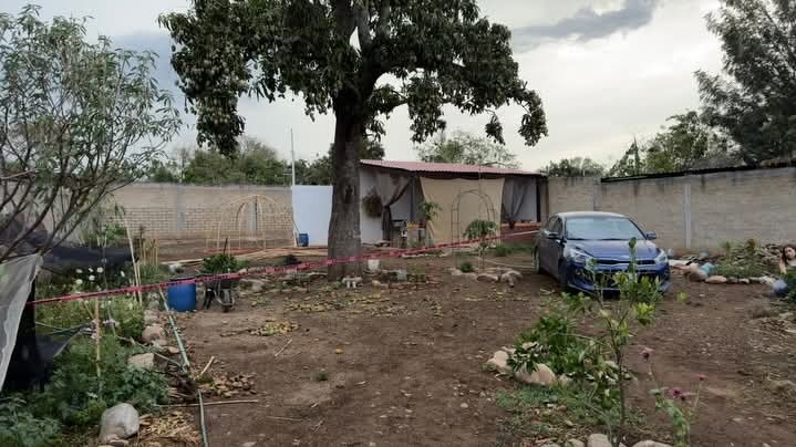 Terreno asegurado con cinta roja para evitar el paso.