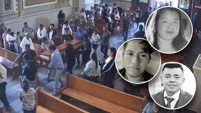 Imagen de un funeral en Ajalpan con tres fotografías sobrepuestas.