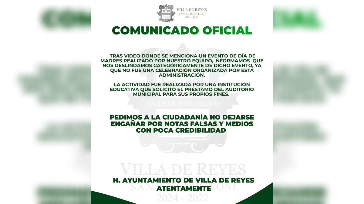 comunicado del ayuntamiento de villa de reyes san luis potosí
