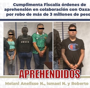 Dos hombres y una mujer presentados ante la Fiscalía de Puebla por presunto robo.