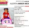 Autoridades activaron una Alerta Amber para localizar a Sofía Paola Hernández Hernández, una niña de 2 años desaparecida en Altamira, Tamaulipas.