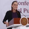 Claudia Sheinbaum Pardo en conferencia del Pueblo, en el Salón Tesorería en Palacio Nacional.