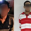 Dos hombres con cara censurada siendo aprendidos por intento de robo