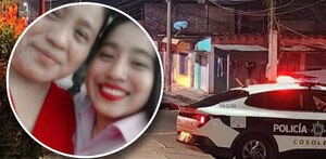 Fotografía de madre e hija junto a una patrulla de policía en Veracruz.